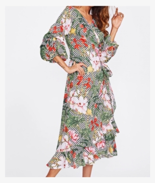 Ladies Western Green Summer Ruffle Maxi Dress Designs - Fashion Model