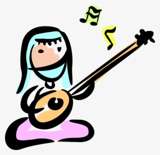 Vector Illustration Of Hindu Female Musician Plays