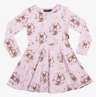 Rock Your Kid Some Bunny Long Sleeve Waisted Dress - Dress
