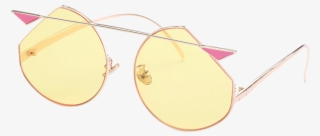 Mirrored Cat Eye Metallic Crossbar Cut Lens Sunglasses - Circle