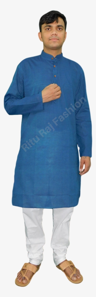 Front Lace White Cotton Kurta Suit C - Standing