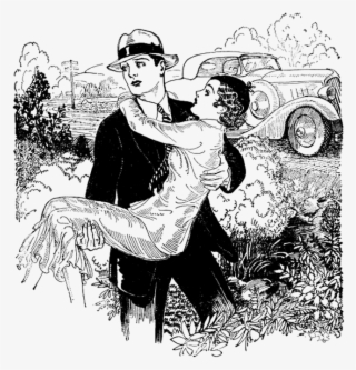 Art Twenties 1920s Car Carry Drawing Couple Love - 1920s Couple Art