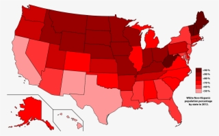White Non-hispanic Population Percentage By State In - Latino Population By State 2016