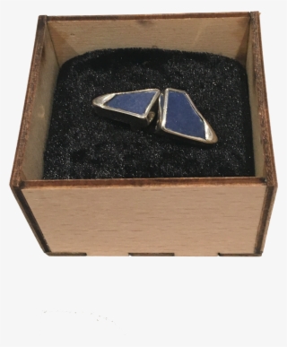 Sterling Silver Ceramic Handcrafted Navy Cufflinks - Wood