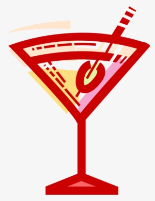 Vector Illustration Of Martini Alcohol Beverage Cocktail - Martini Glass