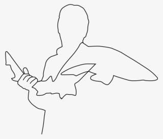 Some Bait And A River, Lake Or Vast Ocean And He/she - Line Art