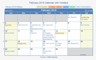February 2019 Calendar Template February 2019 Calendar - Family Day 2019 Canada