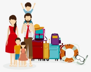 旅行五口之家矢量素材下载- Family Traveling Vector - Family Travel Vector