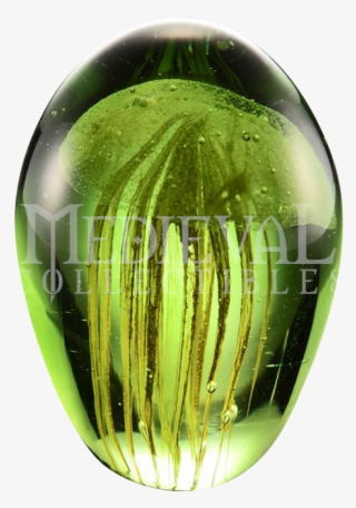 Yellow And Green Mist Jellyfish Art Glass