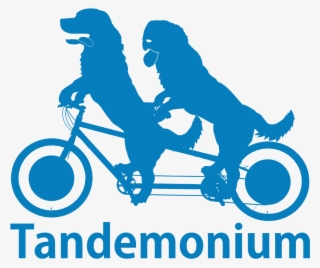 A Light Blue Silhouette Of Two Dogs Riding A Tandem - Graphic Design
