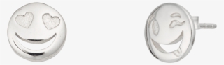 Silver Emoji Stud Earrings With ' - Earrings