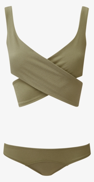 Marie-louise Olive Crepe Bikini - Black Bikini Png