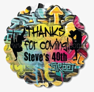 80's 90's Hip Hop Graffiti Birthday Favor Tag - Illustration