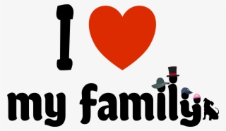 I Love My Family With Four Funny Hats And The Dog - Heart