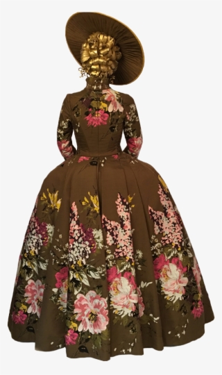 Dancer In Blue Flowers Dress Vector Clipart Image - Victorian Dress Png