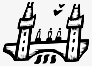 Vector Illustration Of Bridge With Towers Architecture