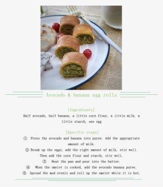 牛油果香蕉鸡蛋卷英文 - Dish