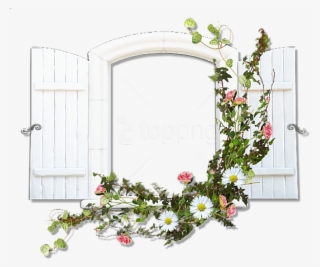 Free Png Window With Wild Flowers Flowers Transparent - Floral Frame Window Png