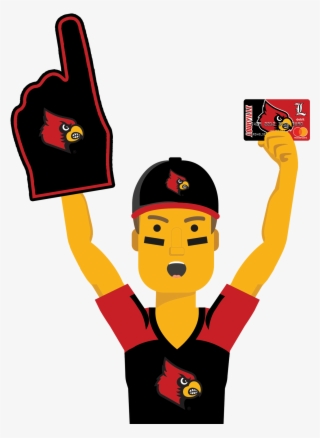 Louisville Ultimate Fan Holding The Louisville Cardinals - Cartoon