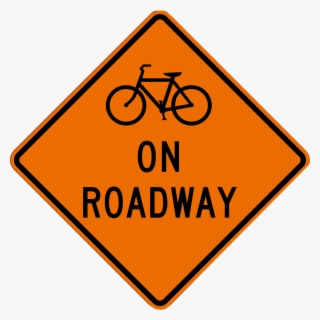 Bikes On Roadway, Bike Symbol On Roadway Roll Up Traffic - Bicycle Pedestrian Sign