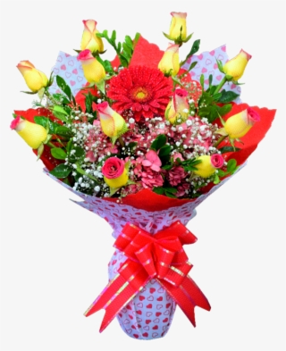 Florero De Rosas Confeti Y Gerbera - Bouquet