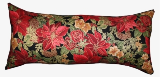 Decorative Pillow 10" X 20" Red Printed With Poinsettia - Cushion