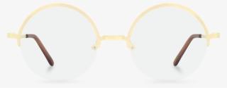 Front View Of John Round Glasses Made From Gold Metal - Glasses