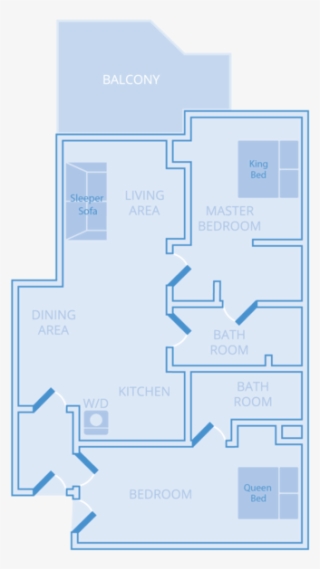 2 Bedroom, 2 Bath Condo Rental - Diagram