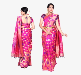 Maharani Pink Jari Jacquard Cotton Silk Saree - Maharani Sarees