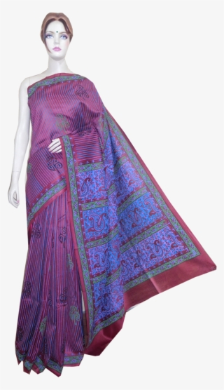 Handwoven And Hand Block Printed Silk Saree - Silk