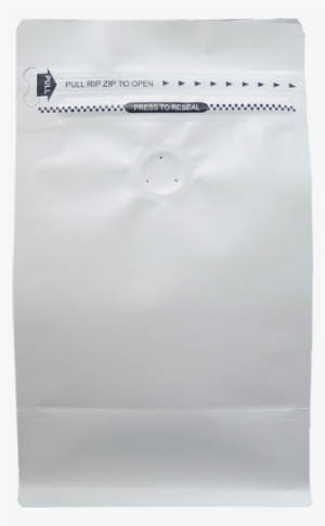 250g Box Bottom Bag With Zip, Valve And Slit, White - Box Bottom With Rippa Zippa