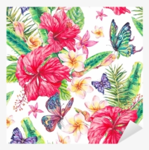Watercolor Vintage Floral Tropical Seamless Pattern - Watercolor Painting