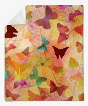 Seamless Watercolor Texture With Butterflies And Skeleton - Watercolor Painting