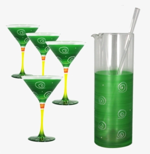Peruvian Splendor Dark Green Martini Bundle - Martini Glass