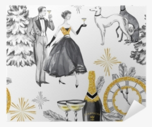 Watercolor Seamless Pattern In Retro Gold Style - Jewellery