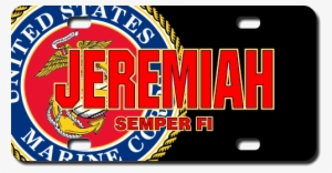 Marines Seal / Black Background License Plate For Bikes, - Js Artworks United States Marine Corps Vinyl Sticker