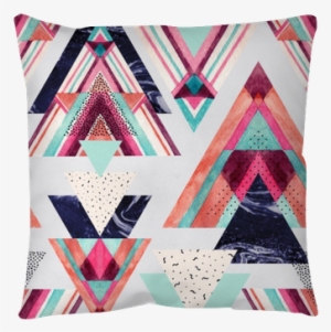 Triangles With Aztec Ornament, Watercolor, Doodle, - Watercolor Painting