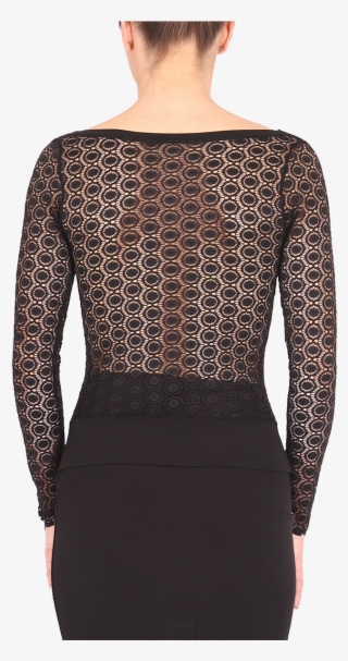 Black Tango Top With Lace Back And Long Sleeves - Woman