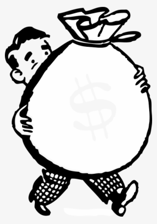 Man Person Money Big Fifties Bag Walk Walking - Man Holding Money Bag Png