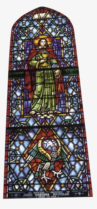 This Window Shows Saint John, With A Triradiate Nimbus, - Stained Glass