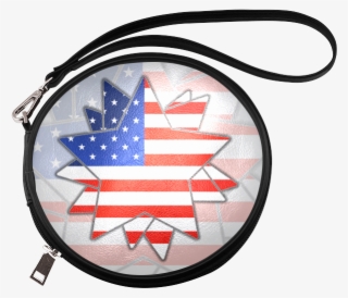 The Abstract Star With American Flag Round Makeup Bag - Cosmetics