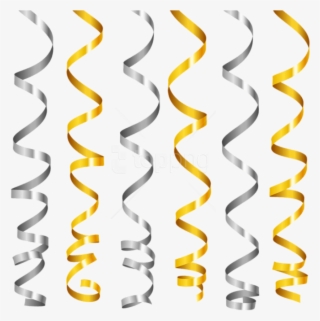 Free Png Silver And Gold Curly Ribbons Png Images Transparent - Gold Ribbon Border Clipart