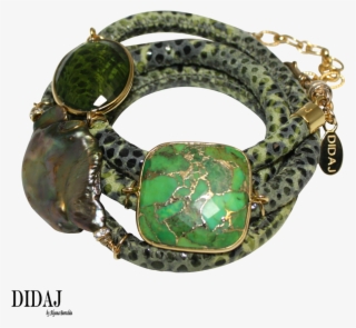 Didaj Olive Green Snake Italian Wrap Leather Bracelet