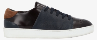 Brushed Calfskin Sneakers With Burnt Brown Suede Details - Suede