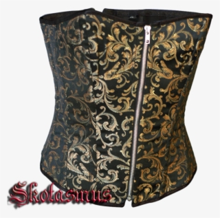 Fullbreast Corset With Brokat , Black/gold - Pattern