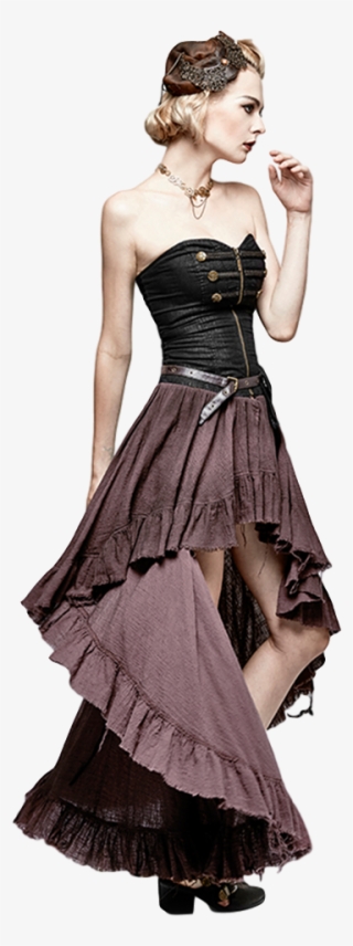 Strapless Womens Corset Dress Black Brown - Платье В Стиле Стимпанк