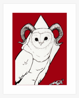 Great Horned Barn Owl Art Print - Cartoon