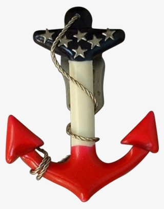 Rare Vintage Genuine Celluloid Brooch Anchor Clip Cherry - Christmas Decoration