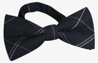 Black White Stitch Cotton Bow Tie - Plaid