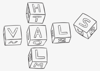 Back Set Of Wooden Toy Blocks Which Have Been Lined - Drawing